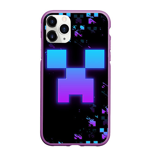 Чехол iPhone 11 Pro матовый Minecraft градиент / 3D-Фиолетовый – фото 1