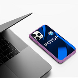 Чехол iPhone 11 Pro матовый ФК Ротор - Волгоградский клуб - Синяя, цвет: 3D-фиолетовый — фото 2