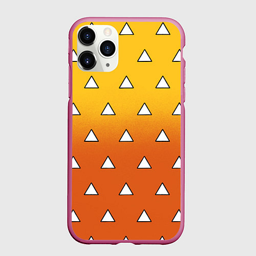 Чехол iPhone 11 Pro матовый Оранжевое кимоно с треугольниками - Зеницу клинок / 3D-Малиновый – фото 1