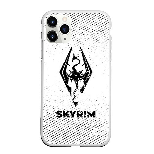 Чехол iPhone 11 Pro матовый Skyrim с потертостями на светлом фоне / 3D-Белый – фото 1