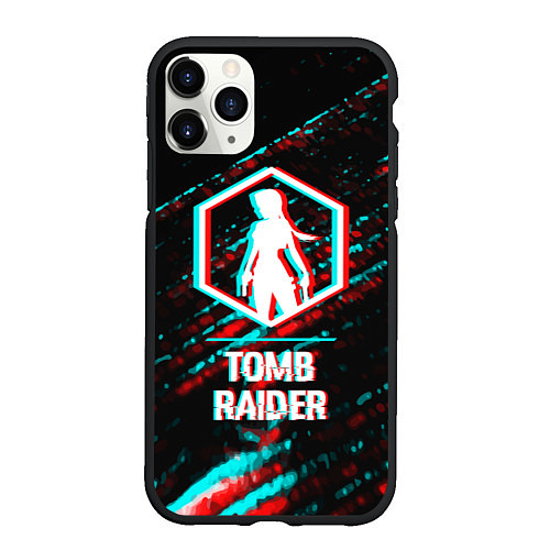 Чехол iPhone 11 Pro матовый Tomb Raider в стиле glitch и баги графики на темно / 3D-Черный – фото 1