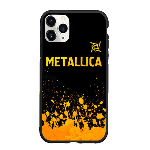 Чехол iPhone 11 Pro матовый Metallica - gold gradient: символ сверху / 3D-Черный – фото 1