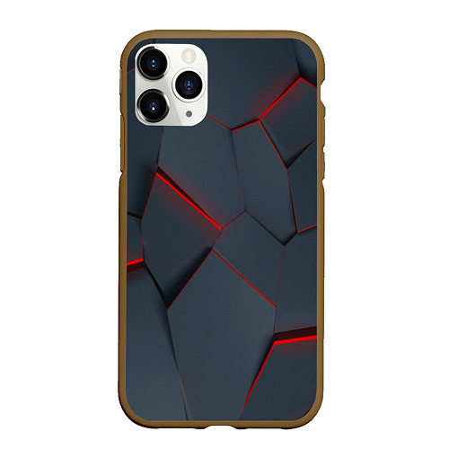 Чехол iPhone 11 Pro матовый Геометрический узор треснутого асфальта / 3D-Коричневый – фото 1