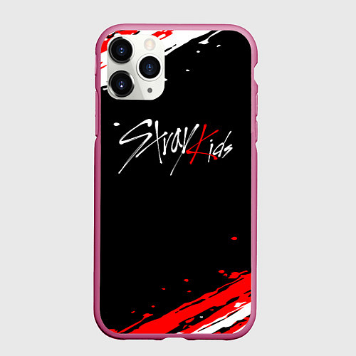 Чехол iPhone 11 Pro матовый Stray kids - краска / 3D-Малиновый – фото 1