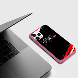 Чехол iPhone 11 Pro матовый Stray kids - краска, цвет: 3D-малиновый — фото 2