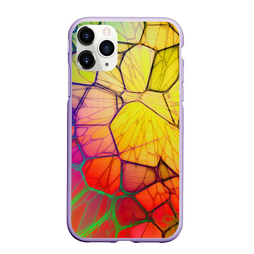 Чехол iPhone 11 Pro матовый Абстрактные цветные фигуры / 3D-Светло-сиреневый – фото 1