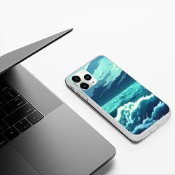 Чехол iPhone 11 Pro матовый Цунами в стиле аниме - рисунок, цвет: 3D-белый — фото 2