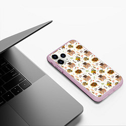 Чехол iPhone 11 Pro матовый Череп с волосами, цвет: 3D-розовый — фото 2