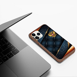 Чехол iPhone 11 Pro матовый Золотой герб России на объемном фоне, цвет: 3D-коричневый — фото 2