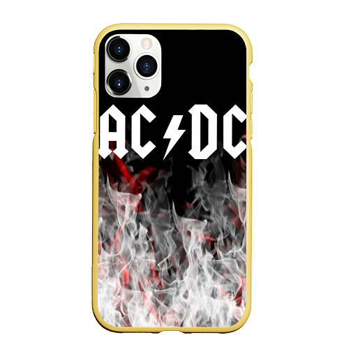Чехол iPhone 11 Pro матовый AC DC огонь-пламя / 3D-Желтый – фото 1
