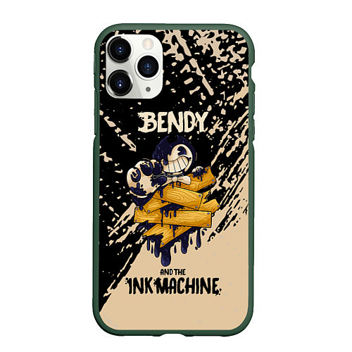 Чехол iPhone 11 Pro матовый Bendy and the ink machine - краска / 3D-Темно-зеленый – фото 1