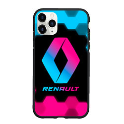 Чехол iPhone 11 Pro матовый Renault - neon gradient, цвет: 3D-черный