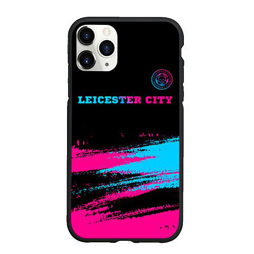Чехол iPhone 11 Pro матовый Leicester City - neon gradient: символ сверху / 3D-Черный – фото 1