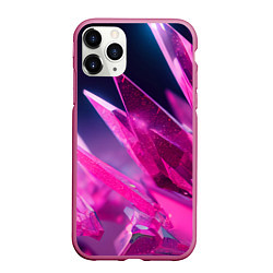 Чехол iPhone 11 Pro матовый Розовые кристаллы, цвет: 3D-малиновый