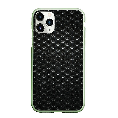 Чехол iPhone 11 Pro матовый Карбоновые соты текстура / 3D-Салатовый – фото 1
