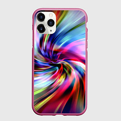 Чехол iPhone 11 Pro матовый Радужная спираль, цвет: 3D-малиновый