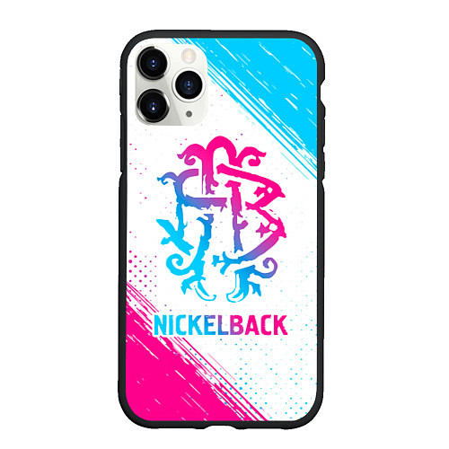 Чехол iPhone 11 Pro матовый Nickelback neon gradient style / 3D-Черный – фото 1