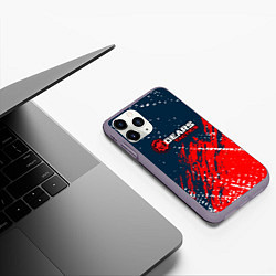 Чехол iPhone 11 Pro матовый Gears of War - бела-красная текстура, цвет: 3D-серый — фото 2