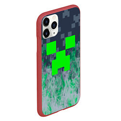 Чехол iPhone 11 Pro матовый Minecraft - пламя, цвет: 3D-красный — фото 2