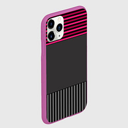 Чехол iPhone 11 Pro матовый Комбинированный серый с красным полосатый узор, цвет: 3D-фиолетовый — фото 2