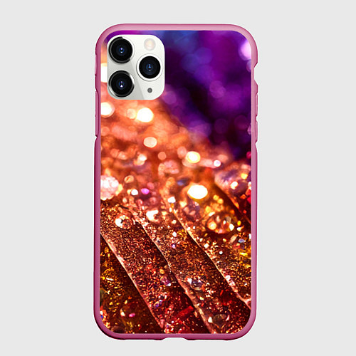 Чехол iPhone 11 Pro матовый Радужные полосы с каплями / 3D-Малиновый – фото 1