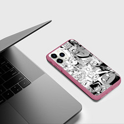 Чехол iPhone 11 Pro матовый Да я паук и что с того pattern, цвет: 3D-малиновый — фото 2