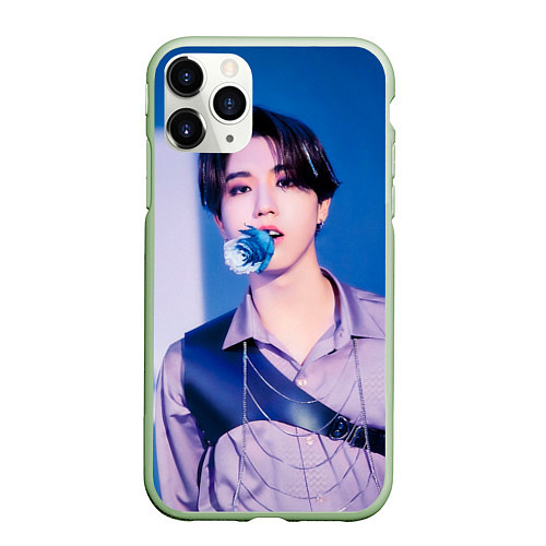 Чехол iPhone 11 Pro матовый Stray Kids 2nd World Tour Maniac Han / 3D-Салатовый – фото 1