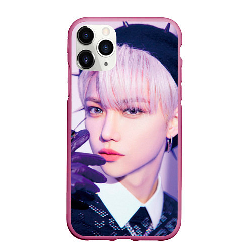 Чехол iPhone 11 Pro матовый Stray Kids 2nd World Tour Maniac Felix / 3D-Малиновый – фото 1