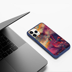 Чехол iPhone 11 Pro матовый Множество красок - Розовый, красный, жёлтый, цвет: 3D-тёмно-синий — фото 2