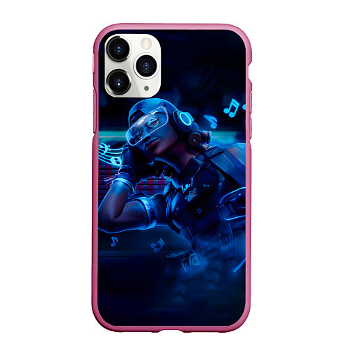 Чехол iPhone 11 Pro матовый Valorant Raze, Музыка / 3D-Малиновый – фото 1