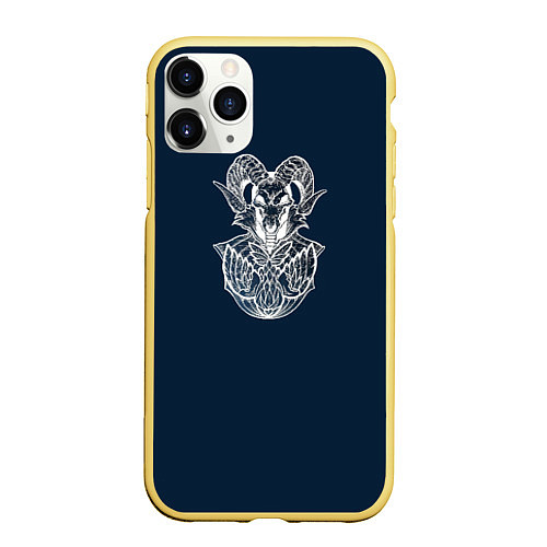 Чехол iPhone 11 Pro матовый Баран Art Череп / 3D-Желтый – фото 1
