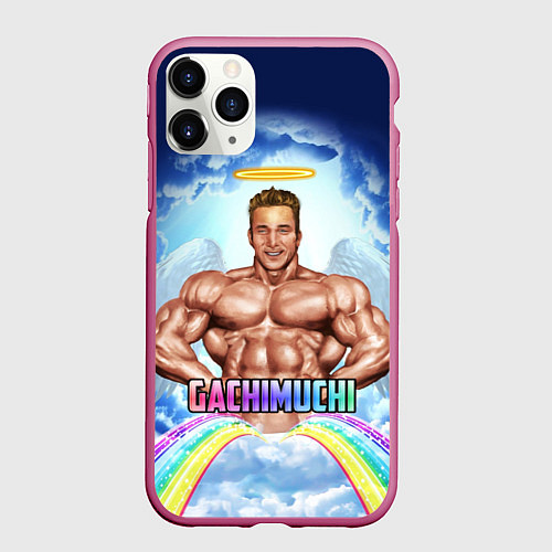 Чехол iPhone 11 Pro матовый Гачимучи мем / 3D-Малиновый – фото 1
