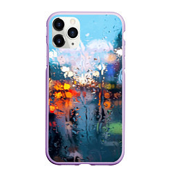 Чехол iPhone 11 Pro матовый Город через дождевое стекло, цвет: 3D-сиреневый
