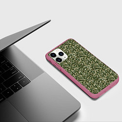 Чехол iPhone 11 Pro матовый Милитари круг мини, цвет: 3D-малиновый — фото 2