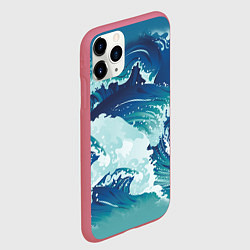 Чехол iPhone 11 Pro матовый Несущиеся морские волны, цвет: 3D-малиновый — фото 2