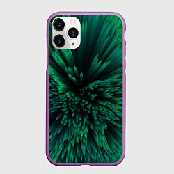 Чехол iPhone 11 Pro матовый Объёмные острые зелёные фигуры