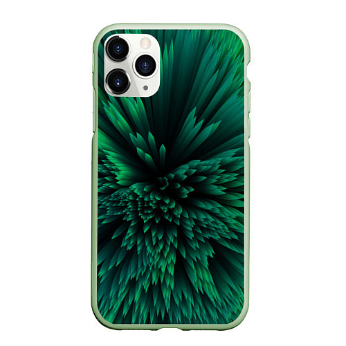 Чехол iPhone 11 Pro матовый Объёмные острые зелёные фигуры / 3D-Салатовый – фото 1