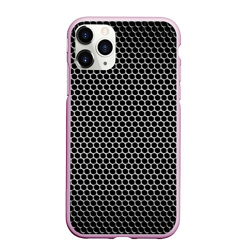 Чехол iPhone 11 Pro матовый Металлическая ячеистая сетка / 3D-Розовый – фото 1