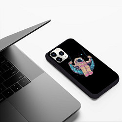 Чехол iPhone 11 Pro матовый Астронавт качается на луне, цвет: 3D-черный — фото 2