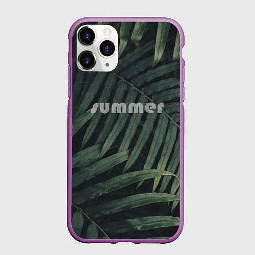 Чехол iPhone 11 Pro матовый Летний папоротник / 3D-Фиолетовый – фото 1