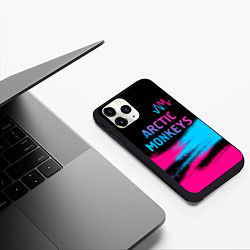 Чехол iPhone 11 Pro матовый Arctic Monkeys - neon gradient: символ сверху, цвет: 3D-черный — фото 2