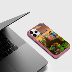 Чехол iPhone 11 Pro матовый Александра Minecraft, цвет: 3D-малиновый — фото 2