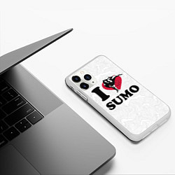 Чехол iPhone 11 Pro матовый I love sumo fighter, цвет: 3D-белый — фото 2