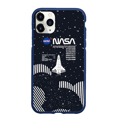 Чехол iPhone 11 Pro матовый Nasa - облака звёзды / 3D-Тёмно-синий – фото 1