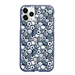 Чехол iPhone 11 Pro матовый Мячи спортивные, цвет: 3D-серый