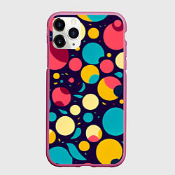 Чехол iPhone 11 Pro матовый Яркие позитивные кружочки, цвет: 3D-малиновый