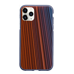 Чехол iPhone 11 Pro матовый Абстрактные оранжевые и голубые линии во тьме