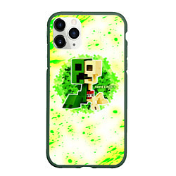 Чехол iPhone 11 Pro матовый Minecraft creeper green