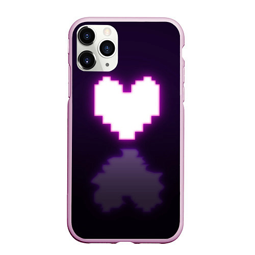 Чехол iPhone 11 Pro матовый Undertale heart neon / 3D-Розовый – фото 1