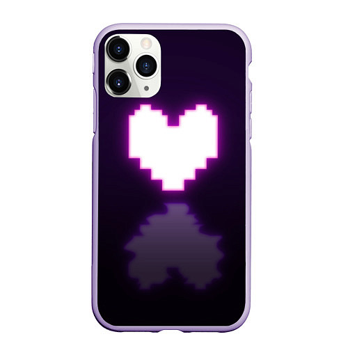 Чехол iPhone 11 Pro матовый Undertale heart neon / 3D-Светло-сиреневый – фото 1